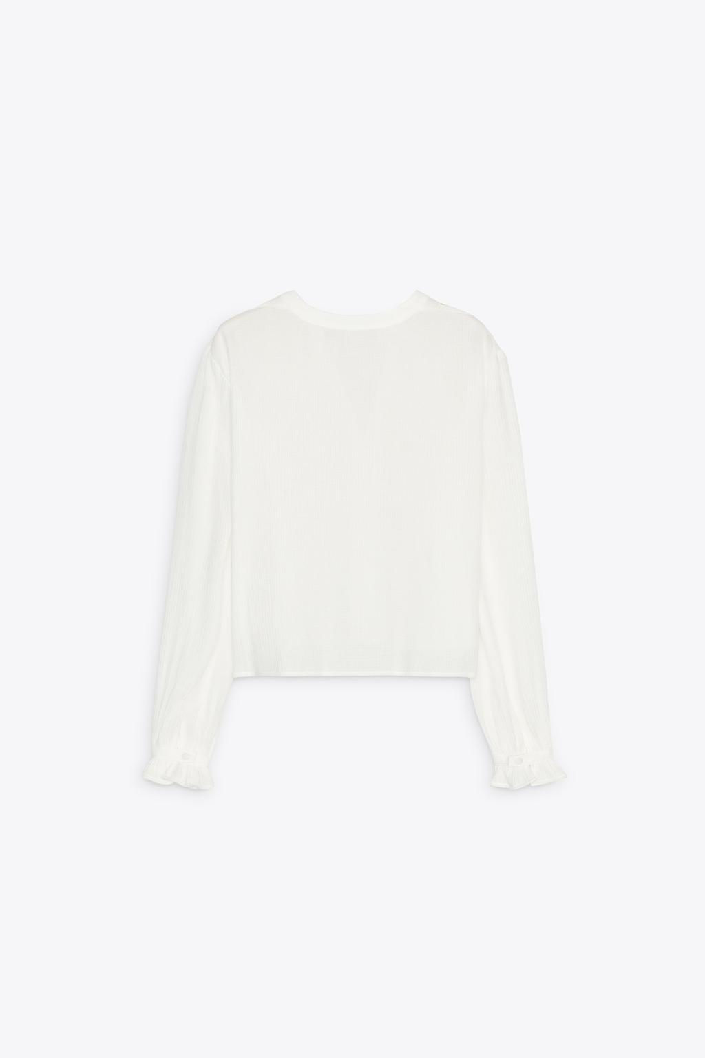 CROPPED BLOUSE WITH CUTWORK EMBROIDERY - Zara фото 4