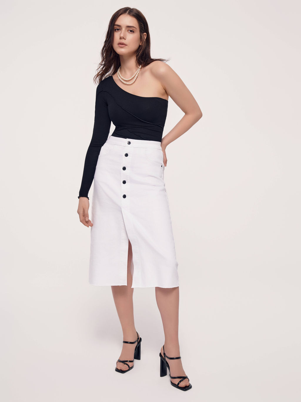 CONTE Боди на одно плечо из полотна в рубчик с декоративными швами LBD 2627 black - Conte elegant фото 3