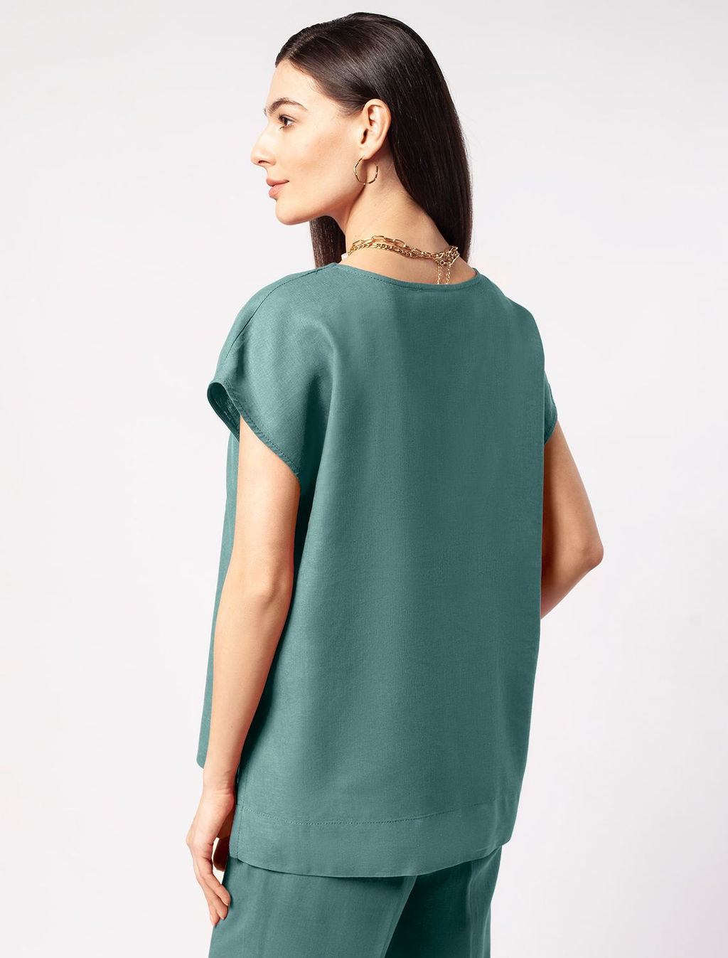 VILATTE / Свободная блузка-топ без застежки изо льна  фото 4