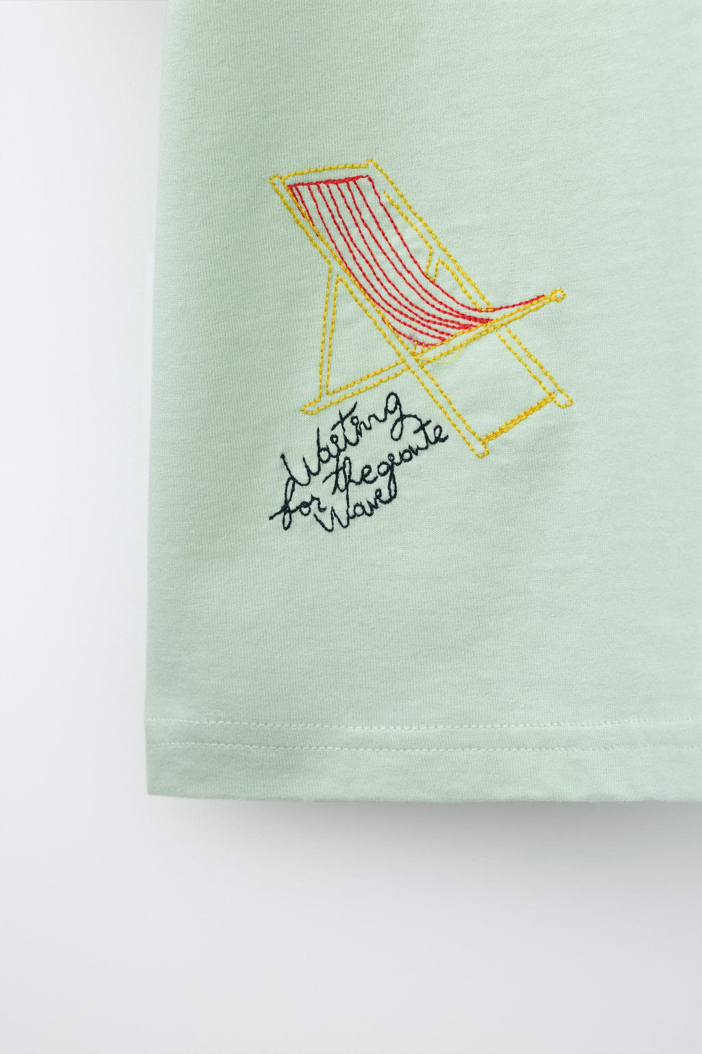 CAMISETA BORDADOS / Verde agua - Zara фото 4