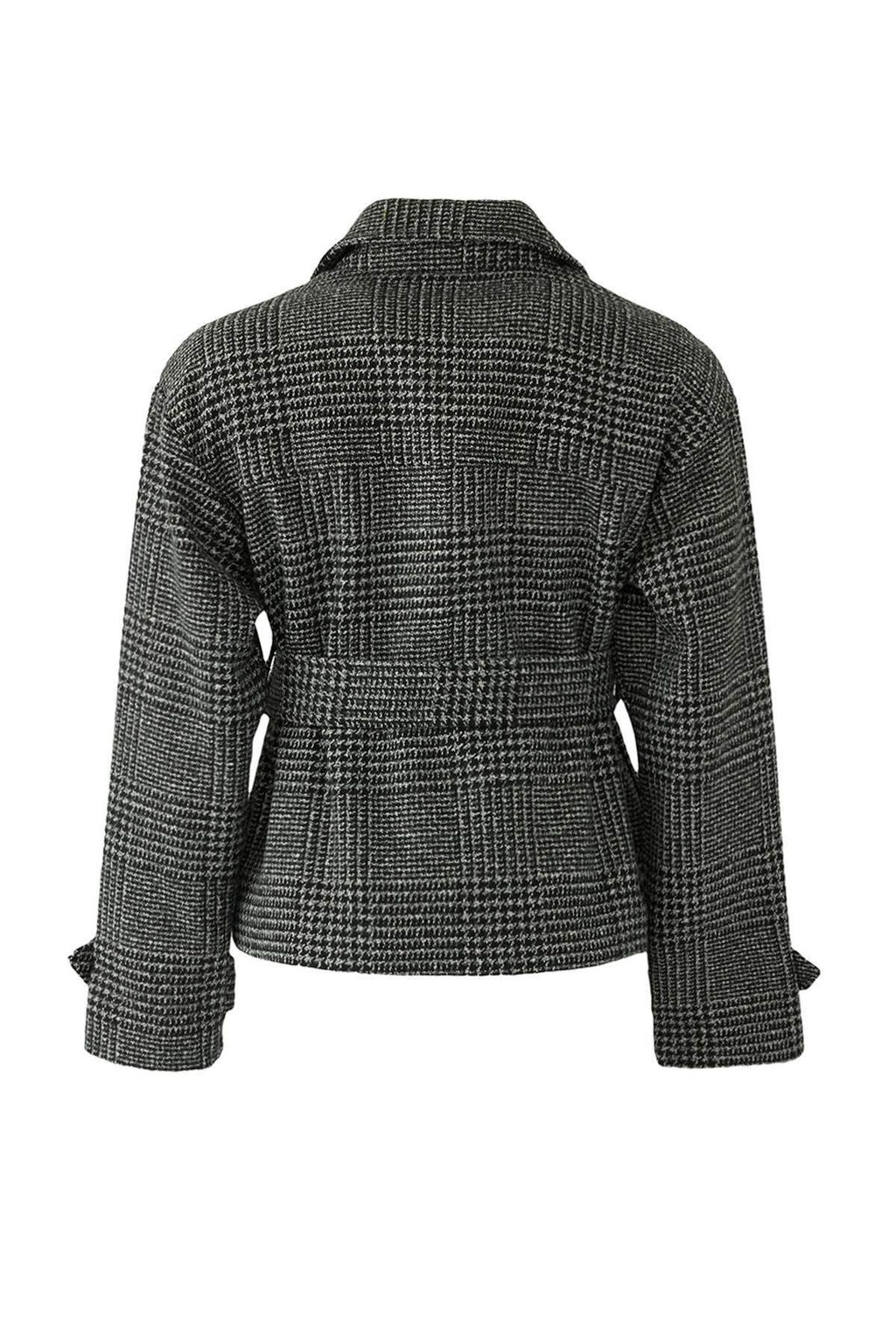 Koyu Gri Ekose Desenli Regular Kal?p Kusakl? Kase Ince Ceket Mont TWOAW26MO00134 - Trendyolmilla фото 9