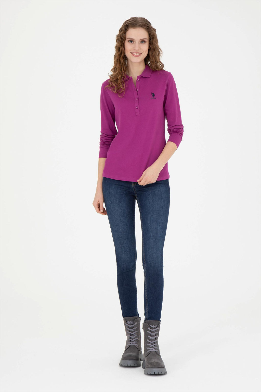 Женский фиолетовый базовый свитшот - U.s. polo assn фото 4