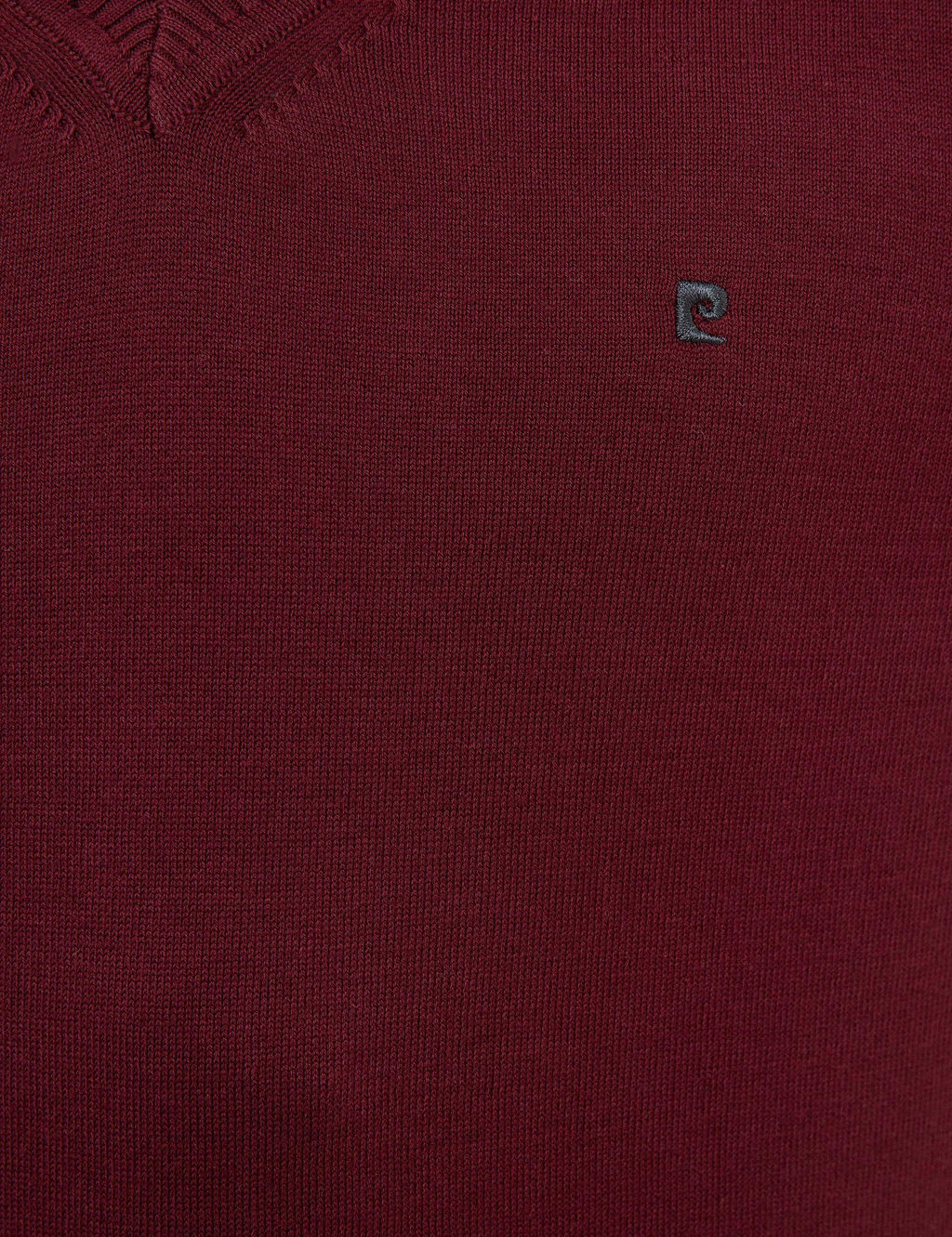 Bordo Slim Fit V Yaka Basic Triko Kazak