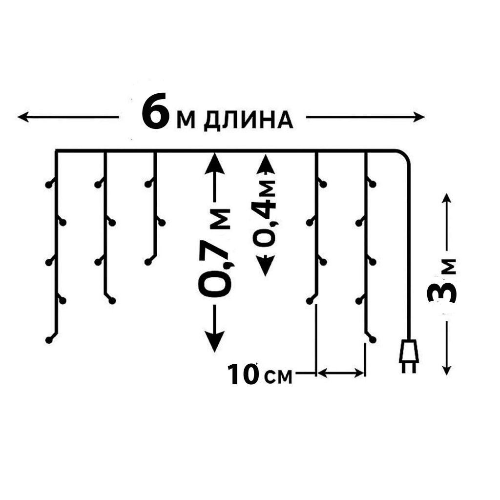 ULD-B6007-300/DTA WHITE IP44 Бахрома светодиодная, 6м. 300 светодиодов. Белый свет. Провод прозрачный. ТМ Uniel - Volpe фото 13