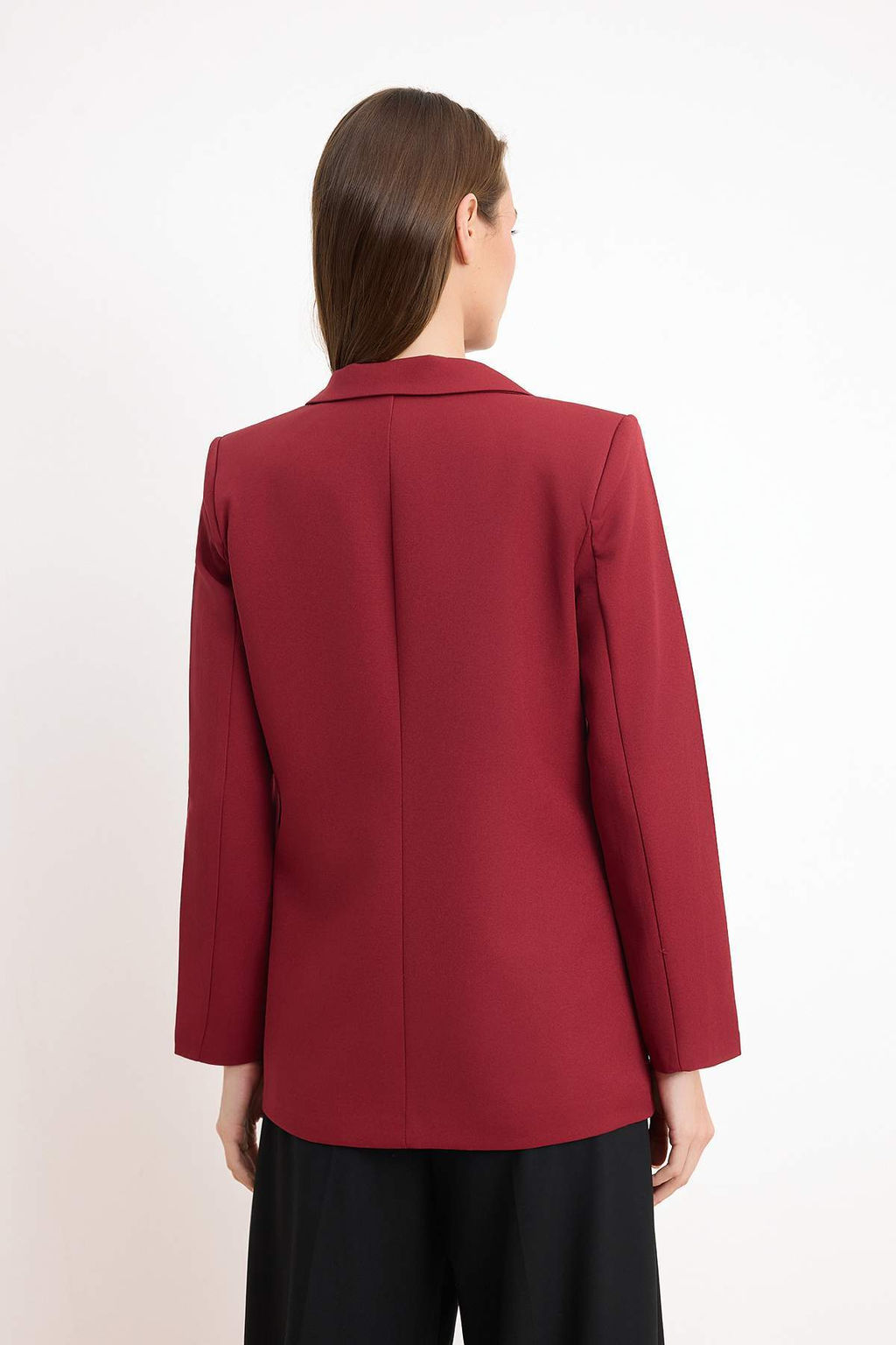 Bordo Regular Astarl? Kruvaze Kapama Dokuma Blazer Ceket TWOAW21CE0264