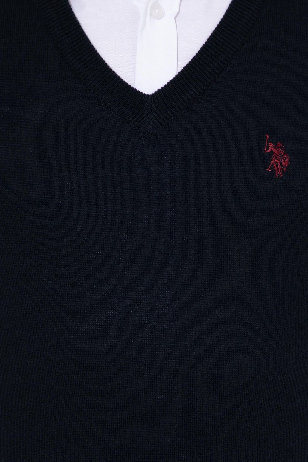 U. S. Polo Assn Мужской базовый трикотажный свитер темно-синего цвета с v-образным вырезом - U.s. polo assn фото 6