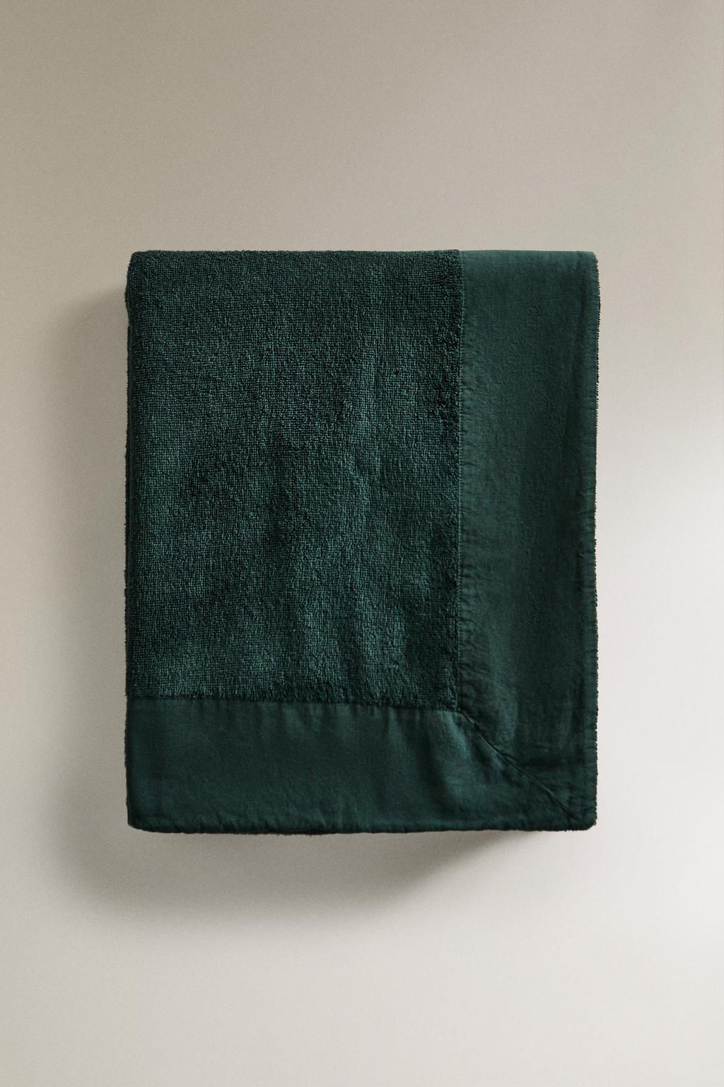 COTTON BEACH TOWEL WITH LINEN BORDER - Zara фото 3