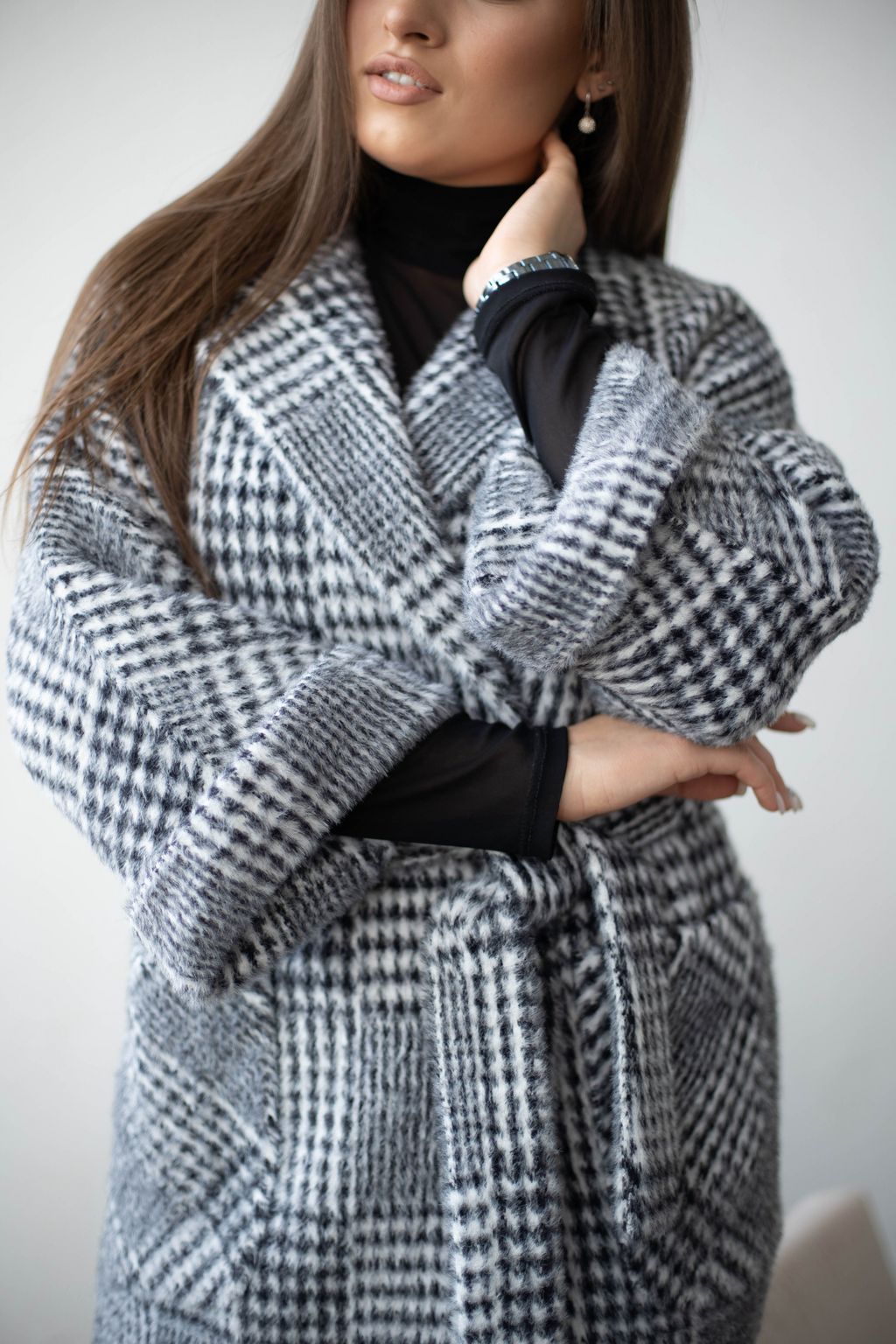 Пальто женское демисезонное 20905 (беж./клетка) - Kankan фото 7