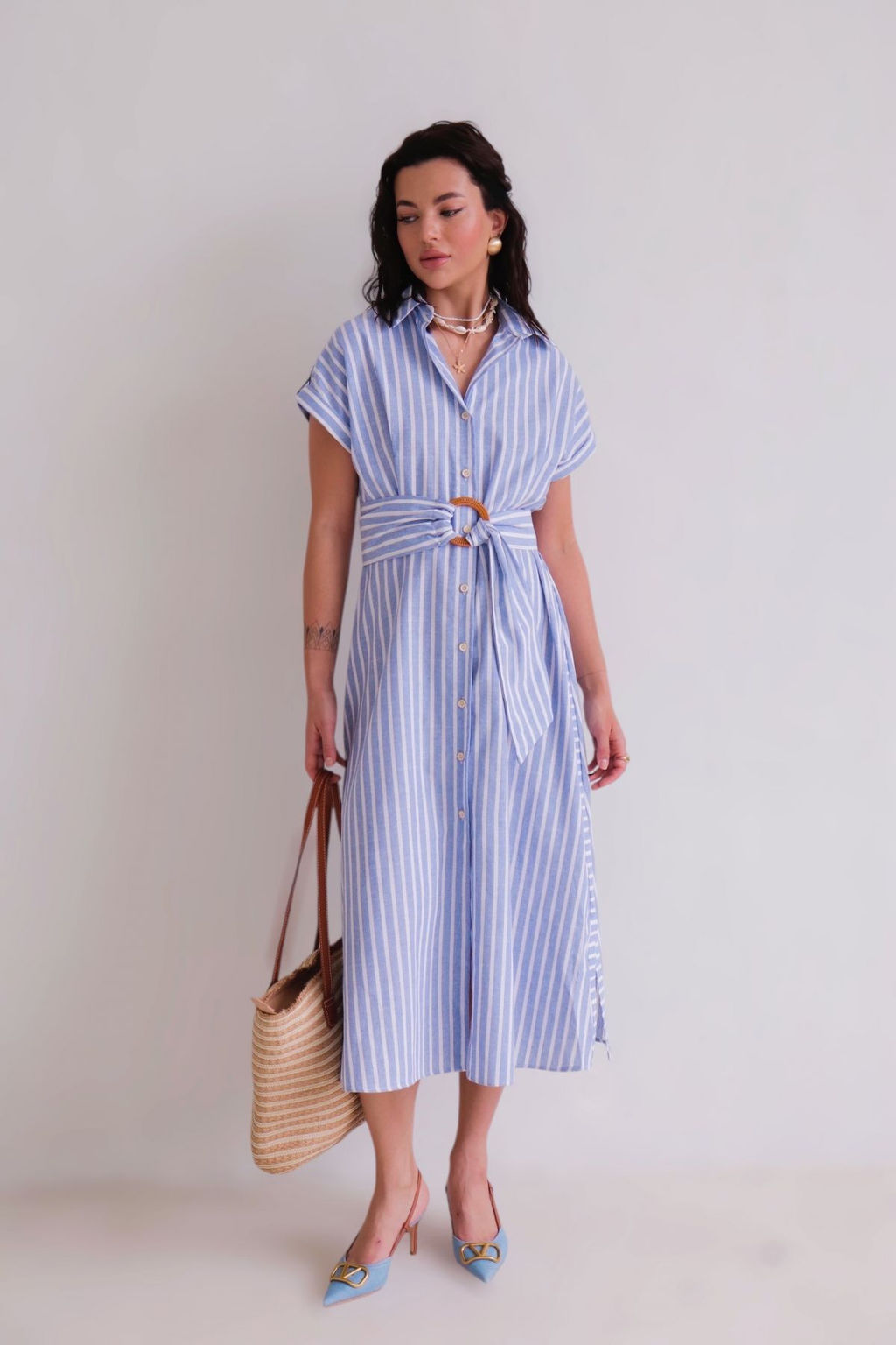 Martichelli Платье-рубашка в голубую полоску  фото 7