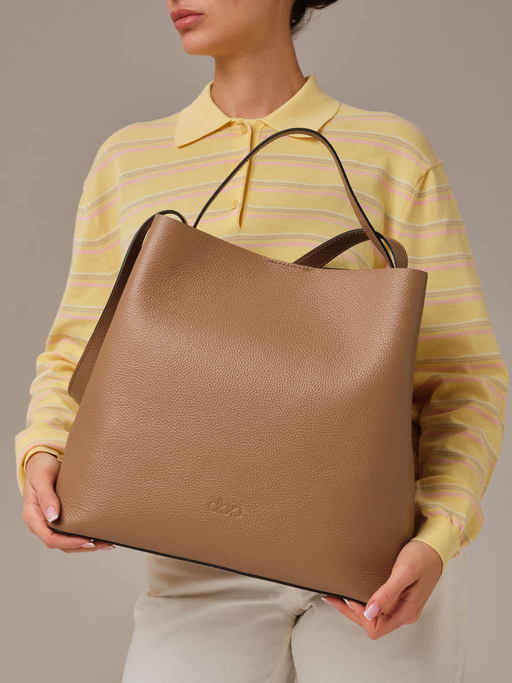 Кожаная сумка шоппер Olga DBR 30948 коричневый капучино фото 2