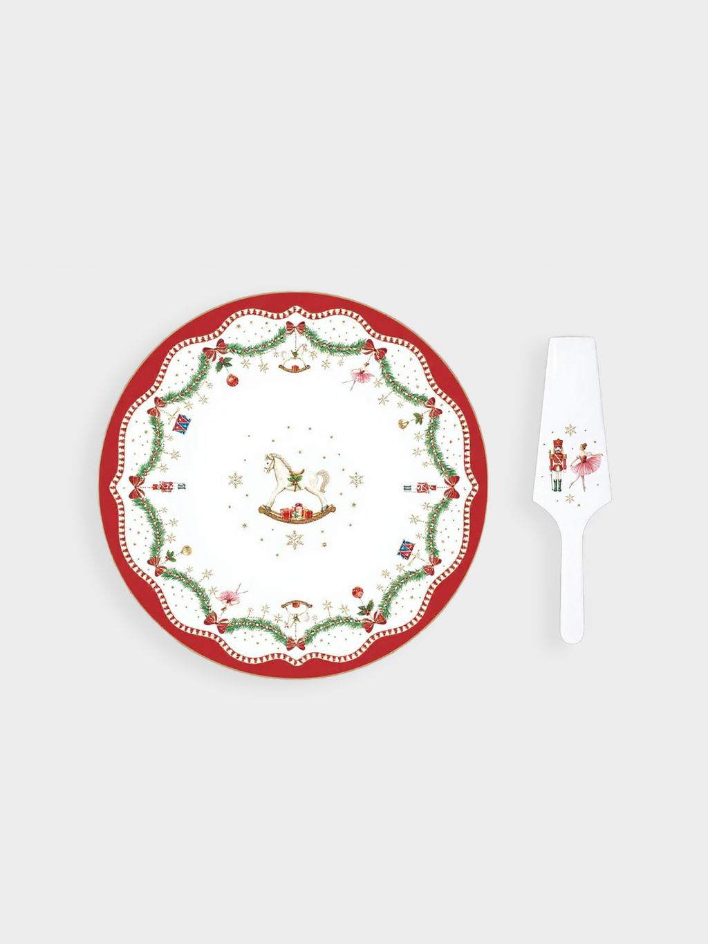 Блюдо, 32 см, с лопаткой, фарфор P, белое, Новогодняя гирлянда, Magie de Noel