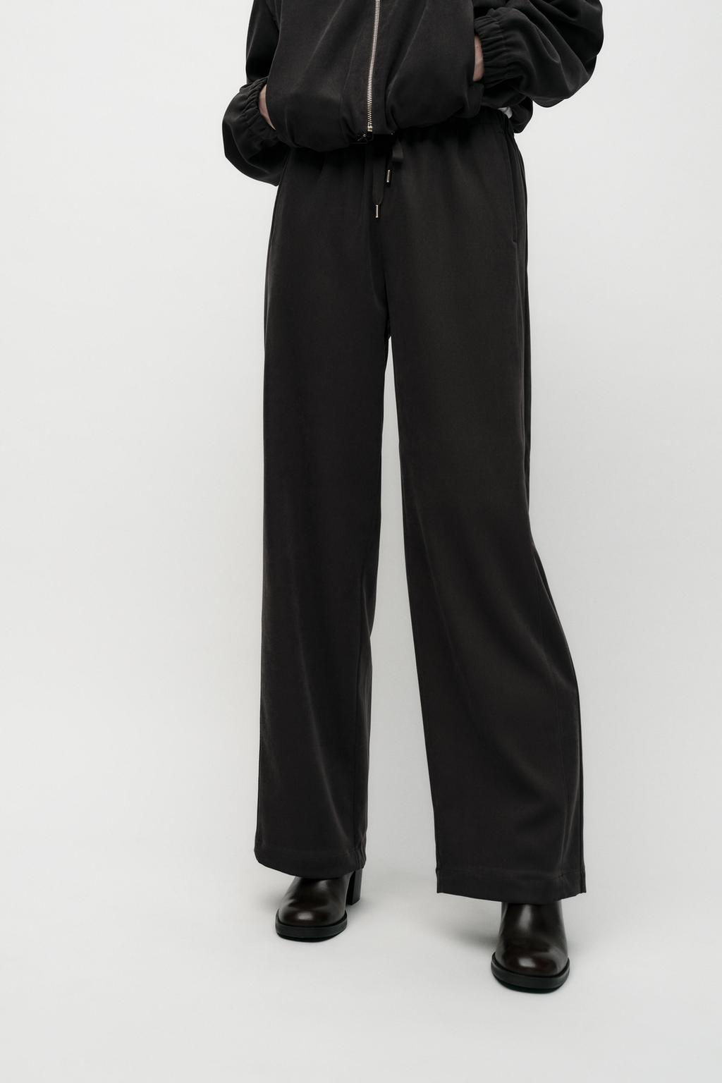 TEXTURED WIDE-LEG TROUSERS - Zara фото 3