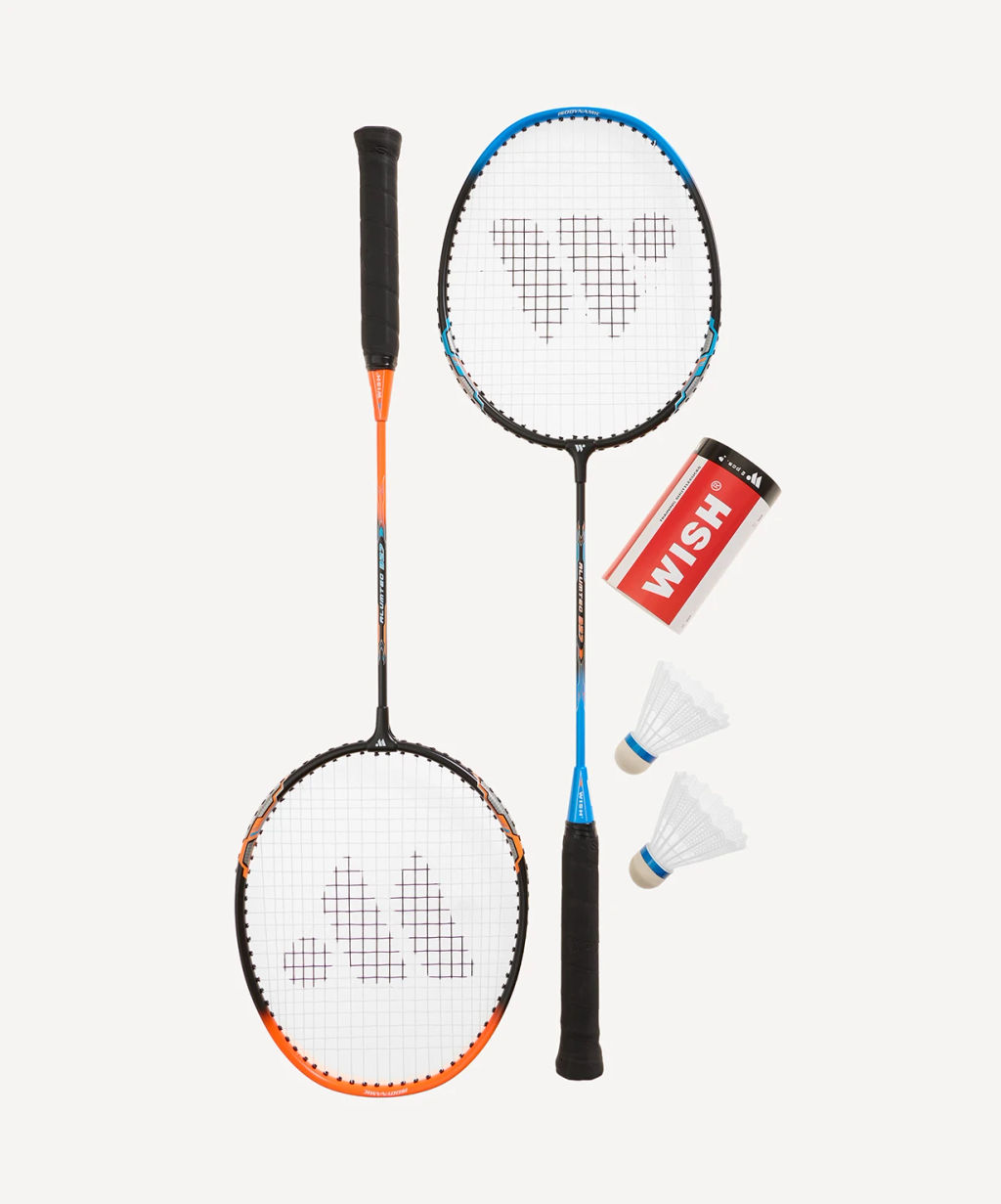 Набор для бадминтона Wish Alumtec 327 (2 ракетки + 2 волана), оранжевый/синий  фото 2