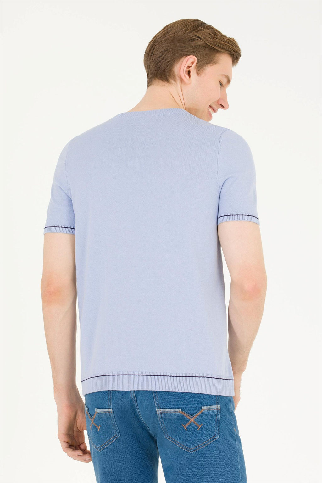 Мужской голубой трикотажный свитер - U.s. polo assn фото 12