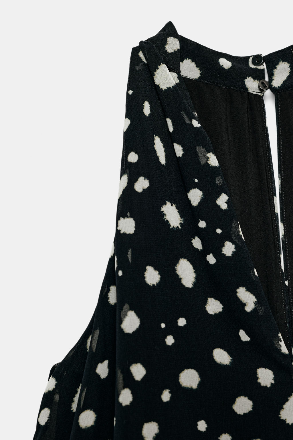 VESTIDO MINI LUNARES VOLANTES / Negro / Crudo - Zara фото 9