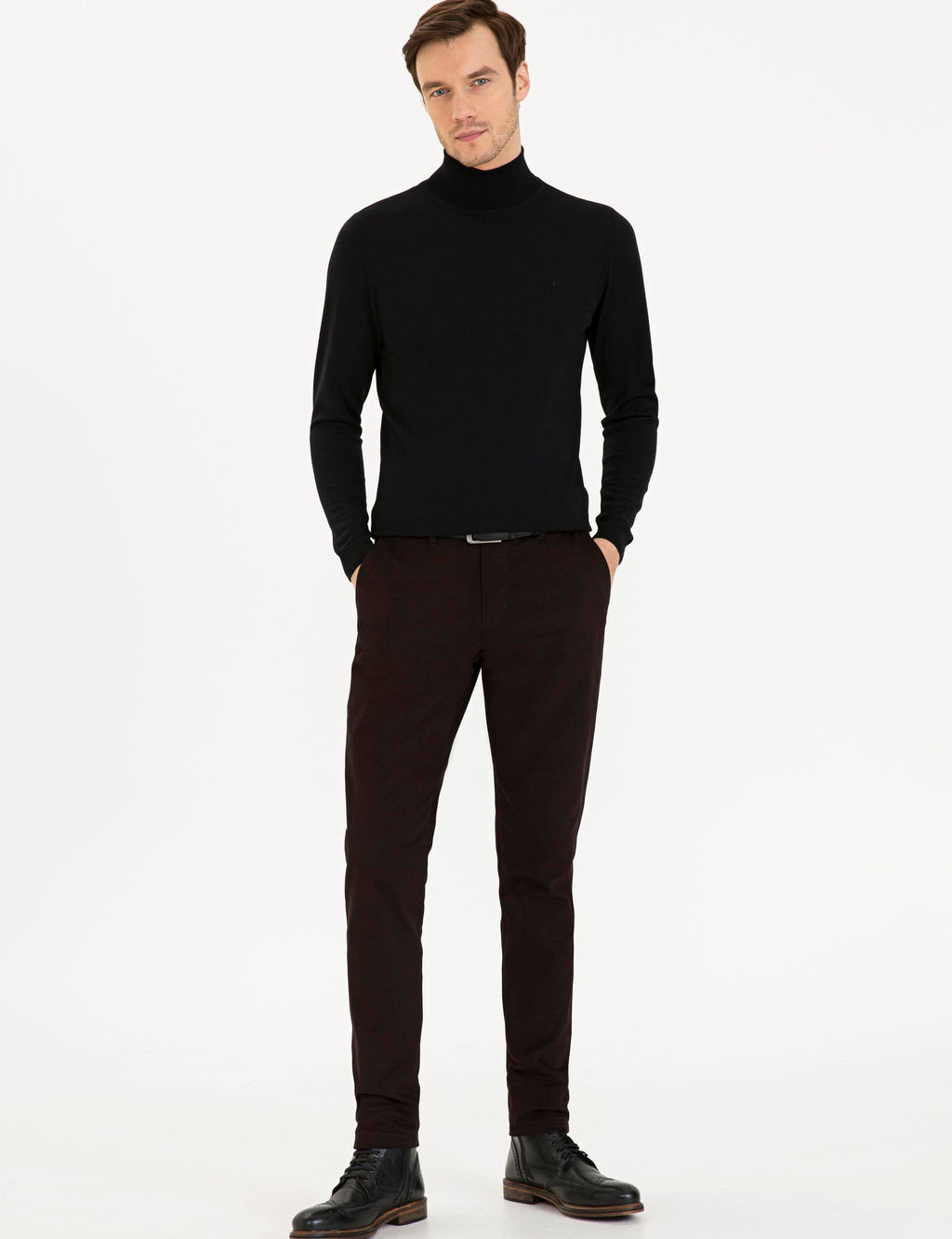 Черный базовый вязаный свитер с водолазкой узкого кроя - Cacharel фото 10