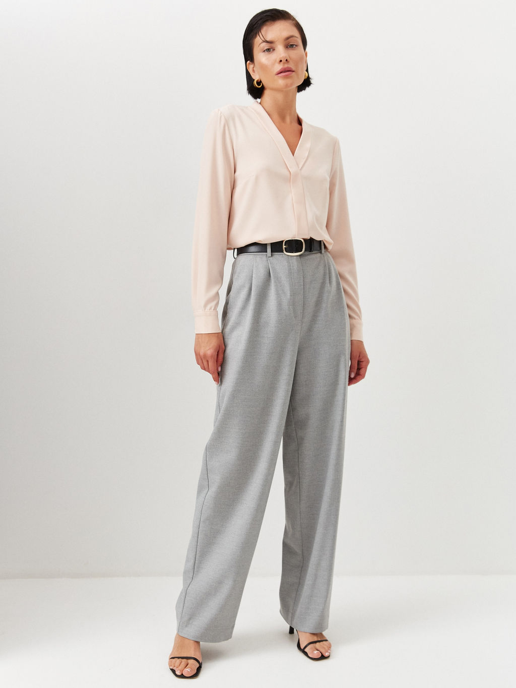 Блузка из сатина с V вырезом персик 20% шелк 35% вискоза 45% полиэстер - Tantino фото 8