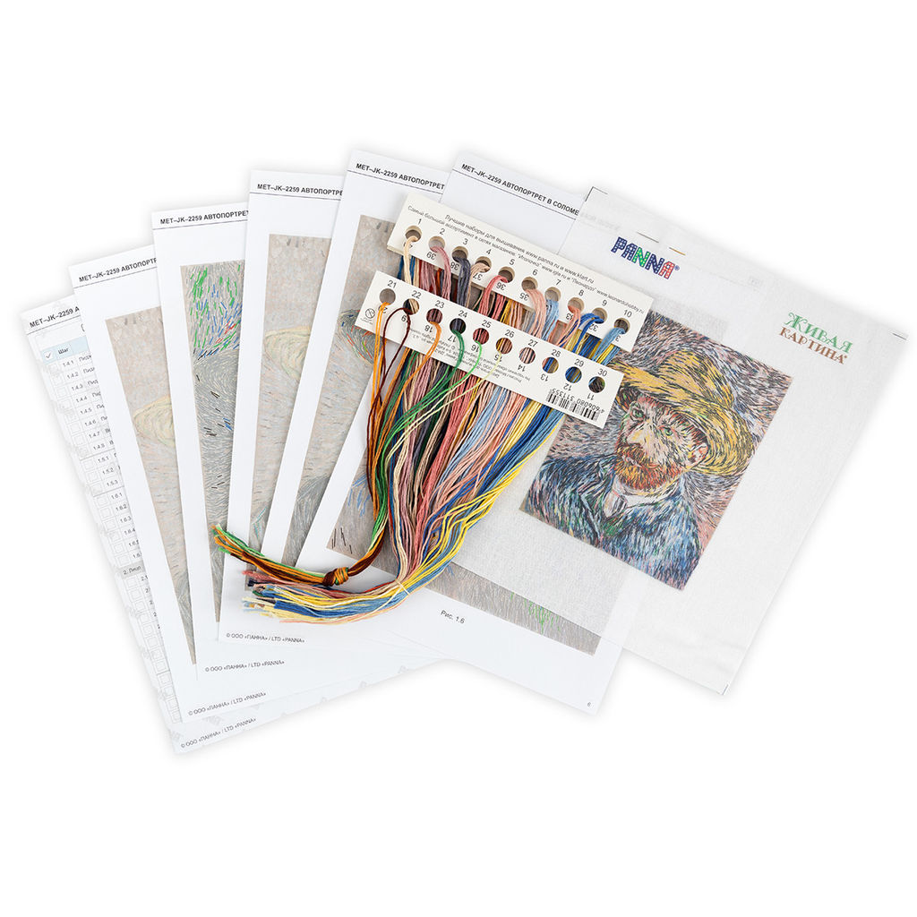 Набор для вышивания PANNA Живая картина MET-JK-2259 Автопортрет в соломенной шляпе 12 х 14.5 см