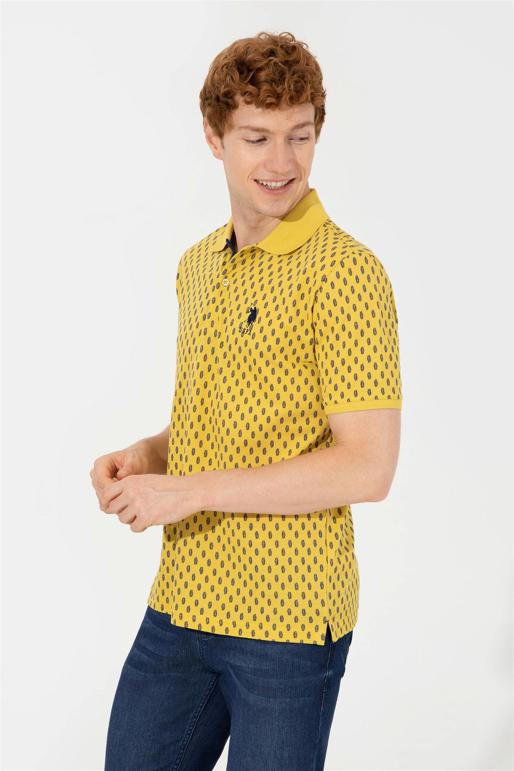 U. S. Polo Assn Мужская шафрановая футболка-поло с воротником-поло - U.s. polo assn фото 9