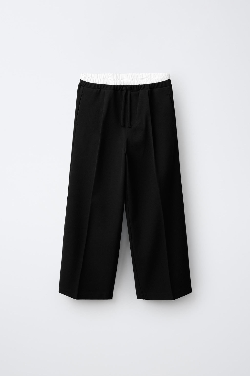 PANTAL?N WIDE LEG CINTURILLA DOBLE / Negro