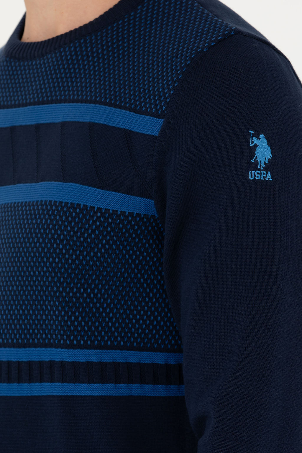 Свитер U.S. Polo Assn мужской темно-синий хлопок фото 21