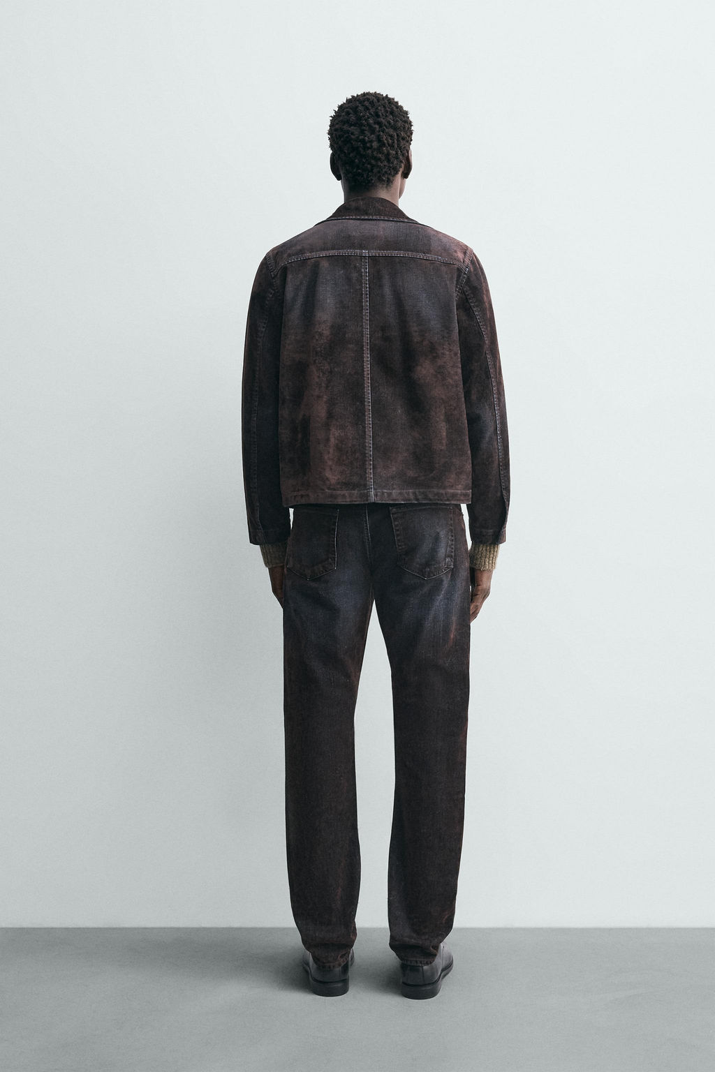 FLOCKED VELVET RELAXED FIT JEANS - Zara фото 2