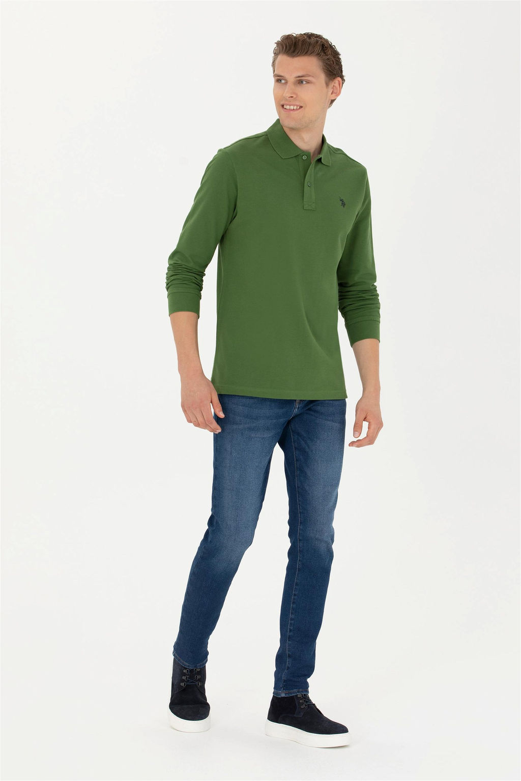U. S. Polo Assn / Мужской зеленый базовый свитшот - U.s. polo assn фото 4