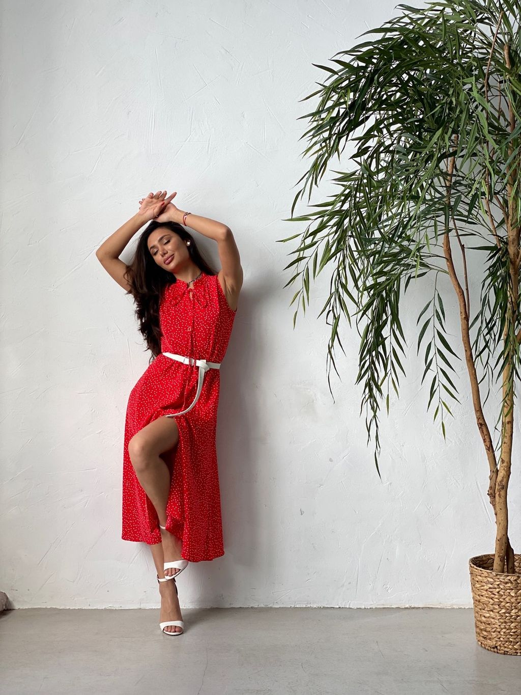 Платье, как из к/ф Красотка, красное в хаотичный горошек - Martichelli фото 17