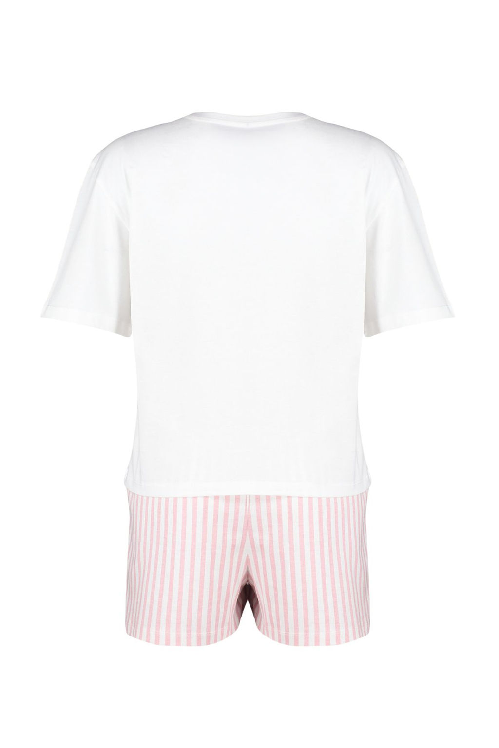 Trendyolmilla Kad?n Couple/Cift Cok Renkli %100 Pamuklu Ay?c?kl? Cizgili Sortlu Orme Pijama Tak?m? THMSS24PT00175  фото 9