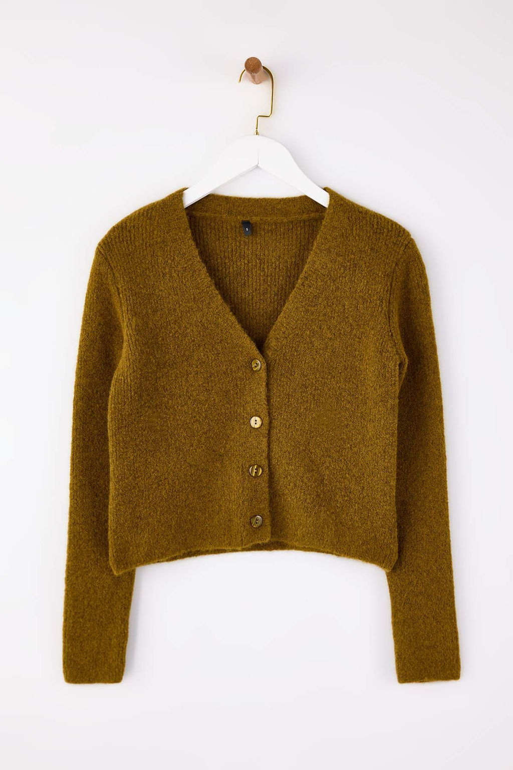 Yag Yesil Wardrobe Essentials Crop Dugme Detayl? Yumusak Dokulu Yunlu Triko H?rka TWOAW26HI00013