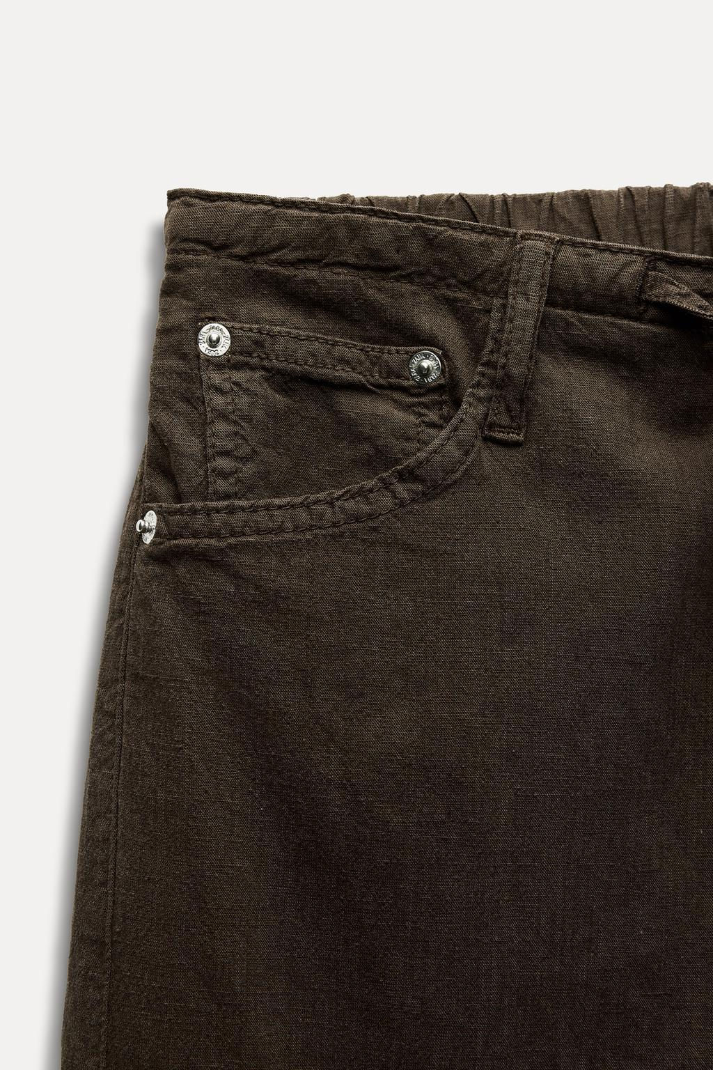 FLOWING DENIM-EFFECT TROUSERS - Zara фото 6