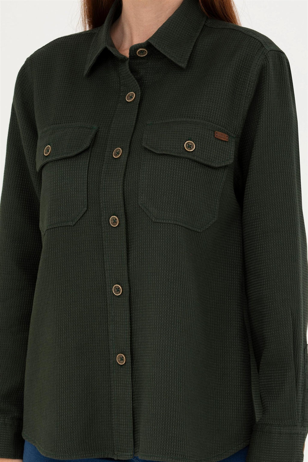 Женская рубашка цвета хаки с длинным рукавом - U.s. polo assn фото 6