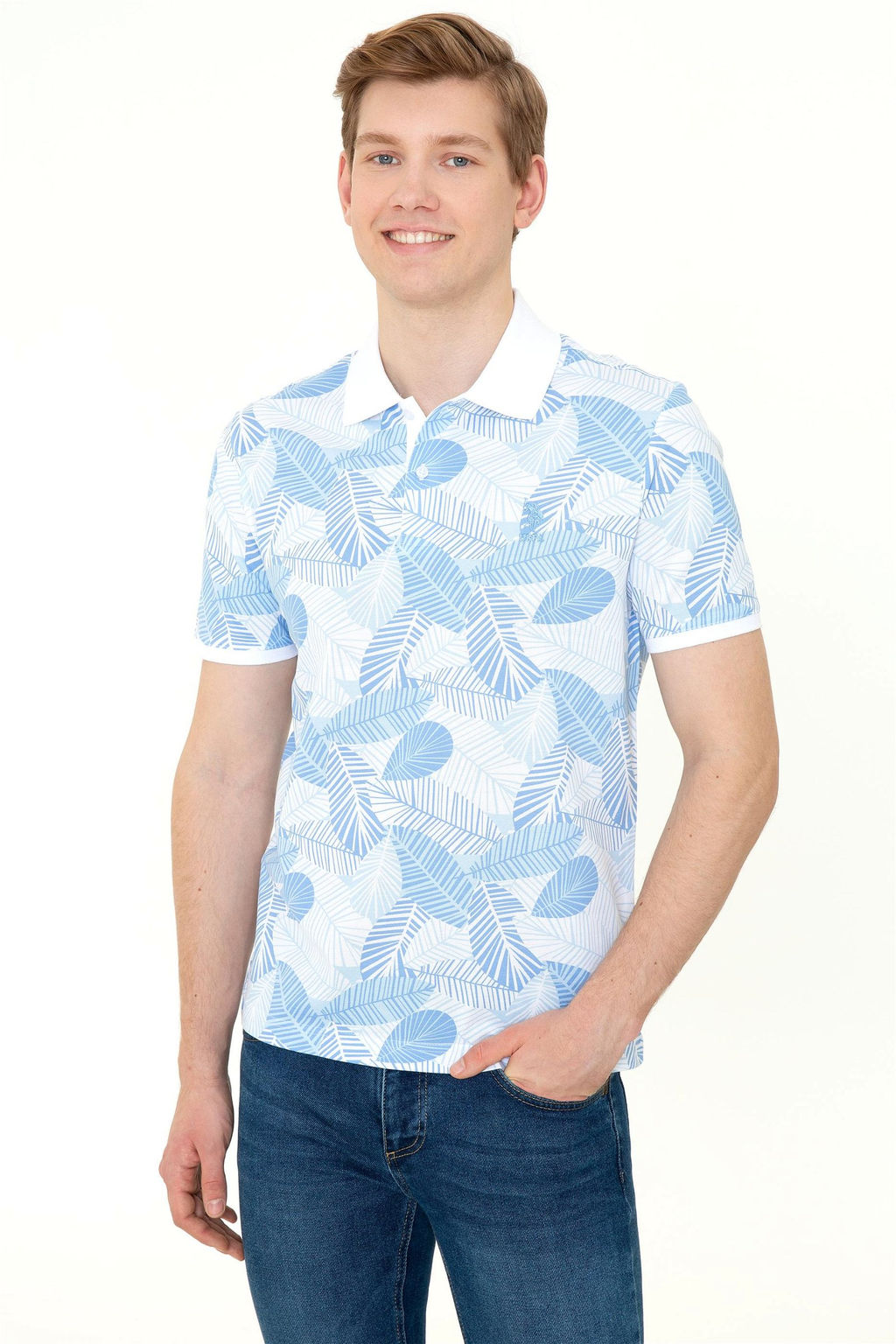 U. S. Polo Assn Мужская темно-синяя футболка с воротником-поло - U.s. polo assn фото 9