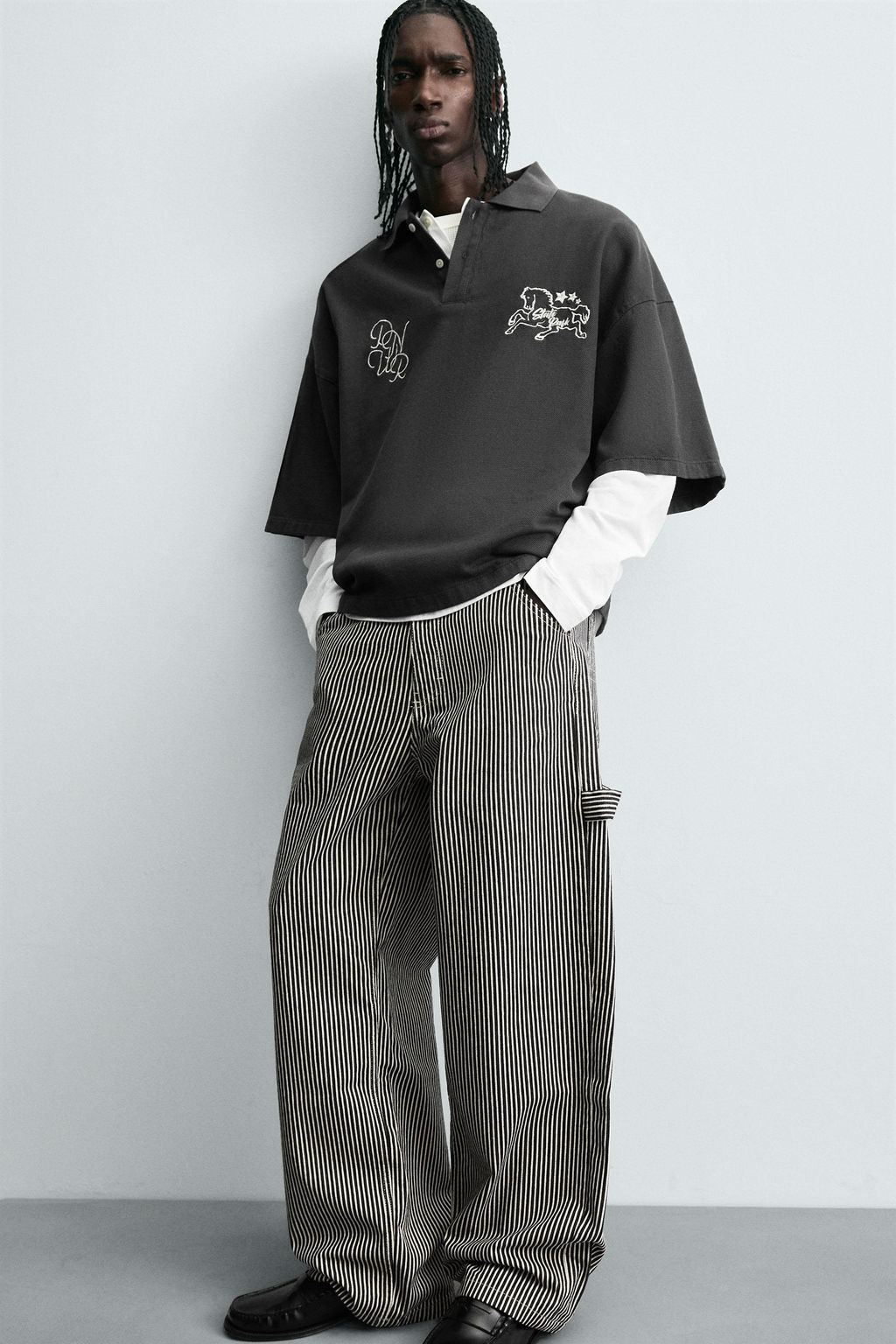 BOXY FIT EMBROIDERED POLO SHIRT