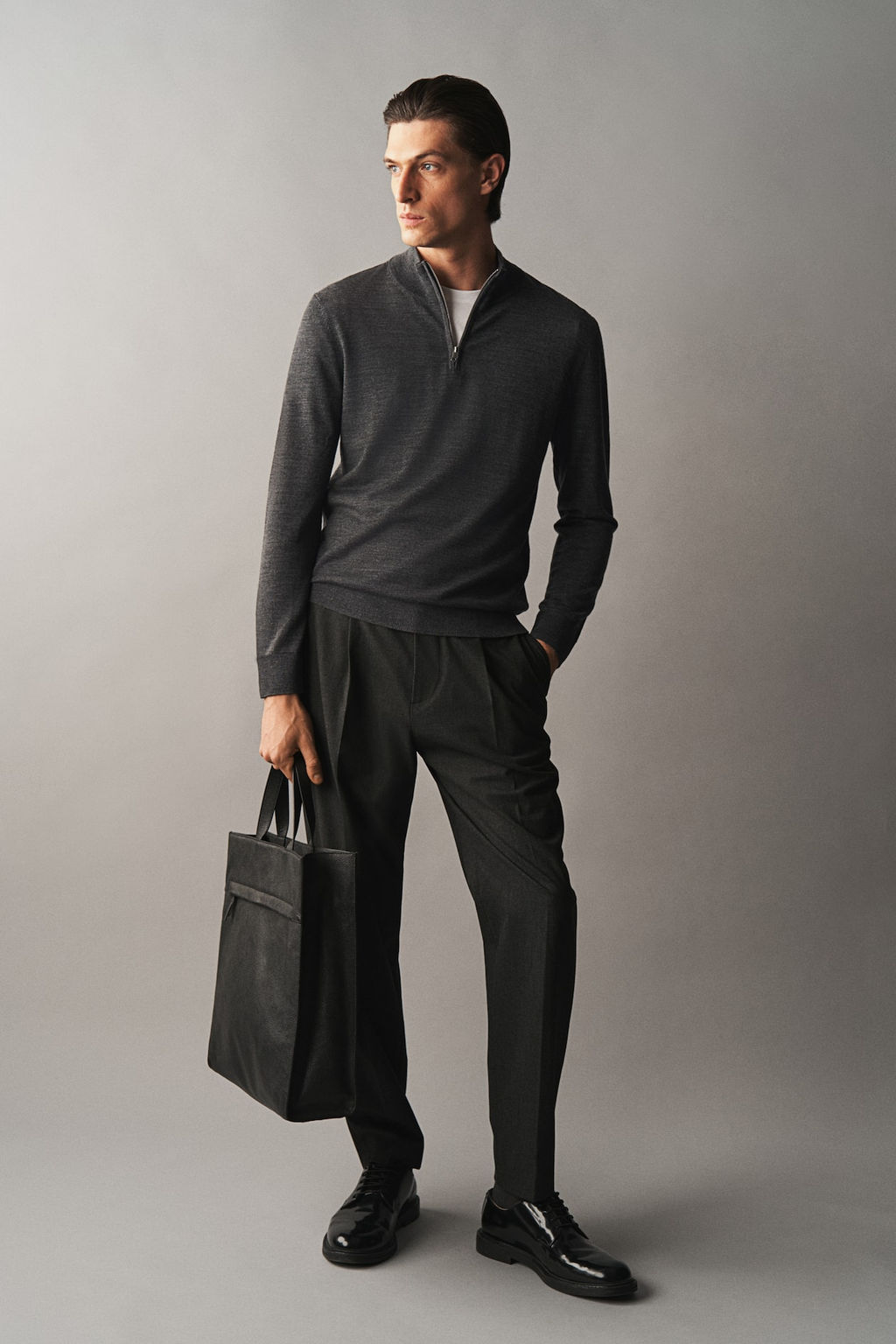 Jersey en lana merino con cremallera Slim Fit - H&m фото 2