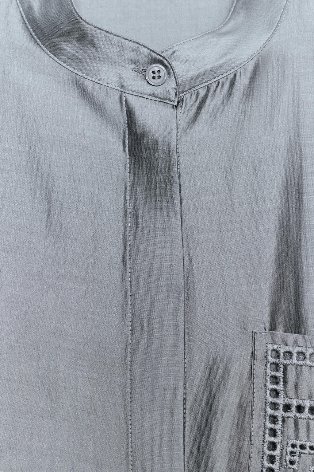 CAMISA BOLSILLO BORDADO ZW COLLECTION / Gris azul