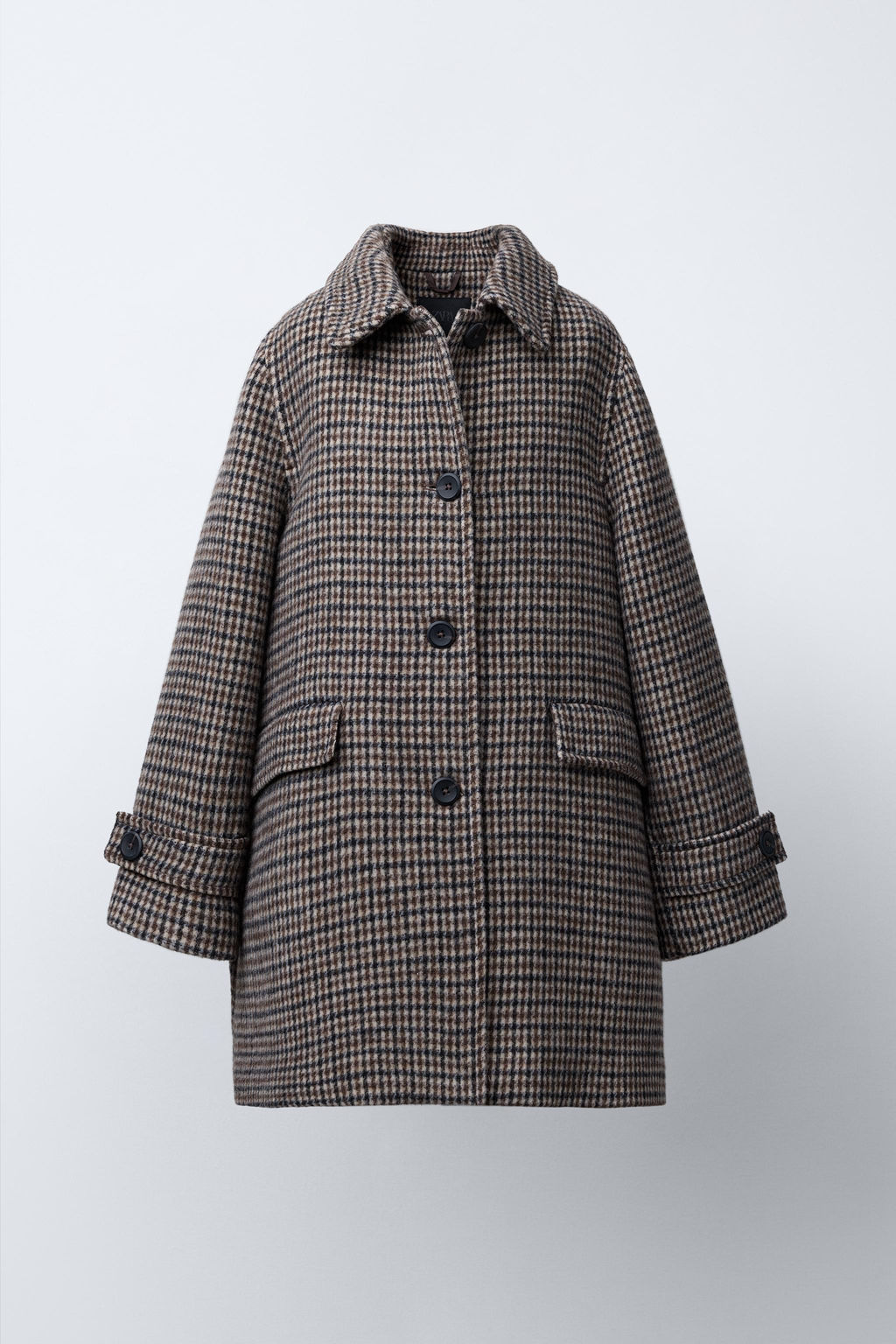 LONG CHECKED WOOL COAT