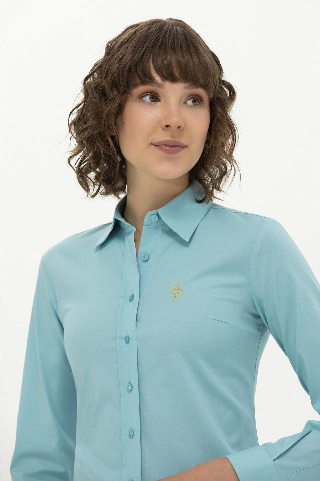 Женская мятная базовая рубашка с длинным рукавом Неожиданная скидка в корзине - U.s. polo assn фото 2