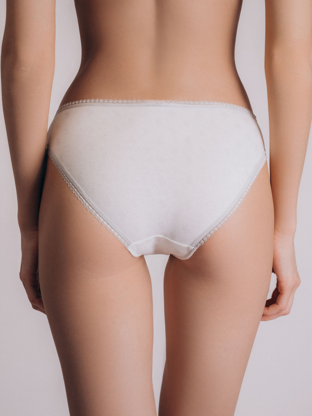 Трусы Indefini белые с кружевом хлопок с эластаном  фото 3