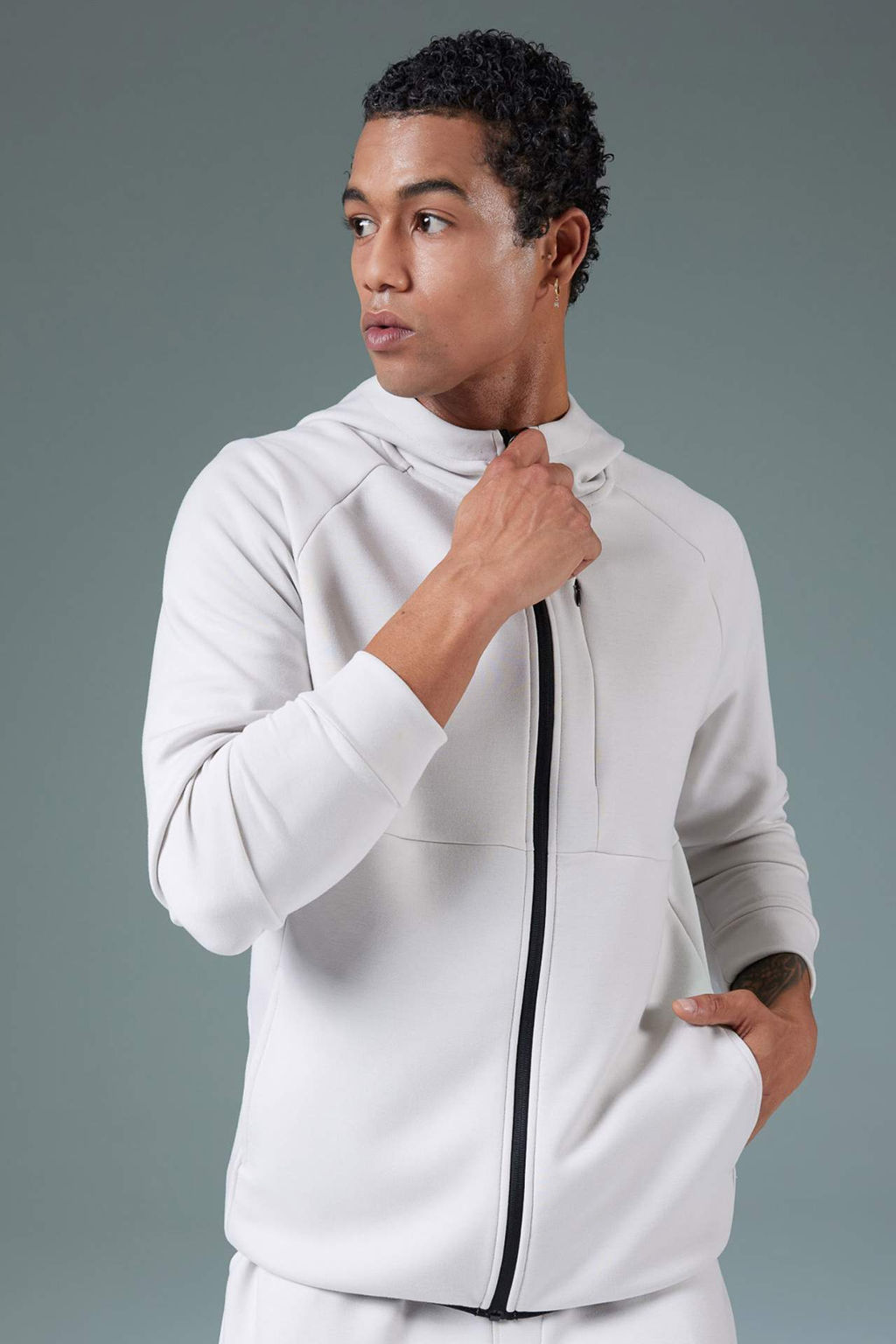 DeFactoFit Slim Fit Dar Kesim Kapusonlu Skuba Dalg?c Kumas Fermuarl? Sweatshirt  фото 2