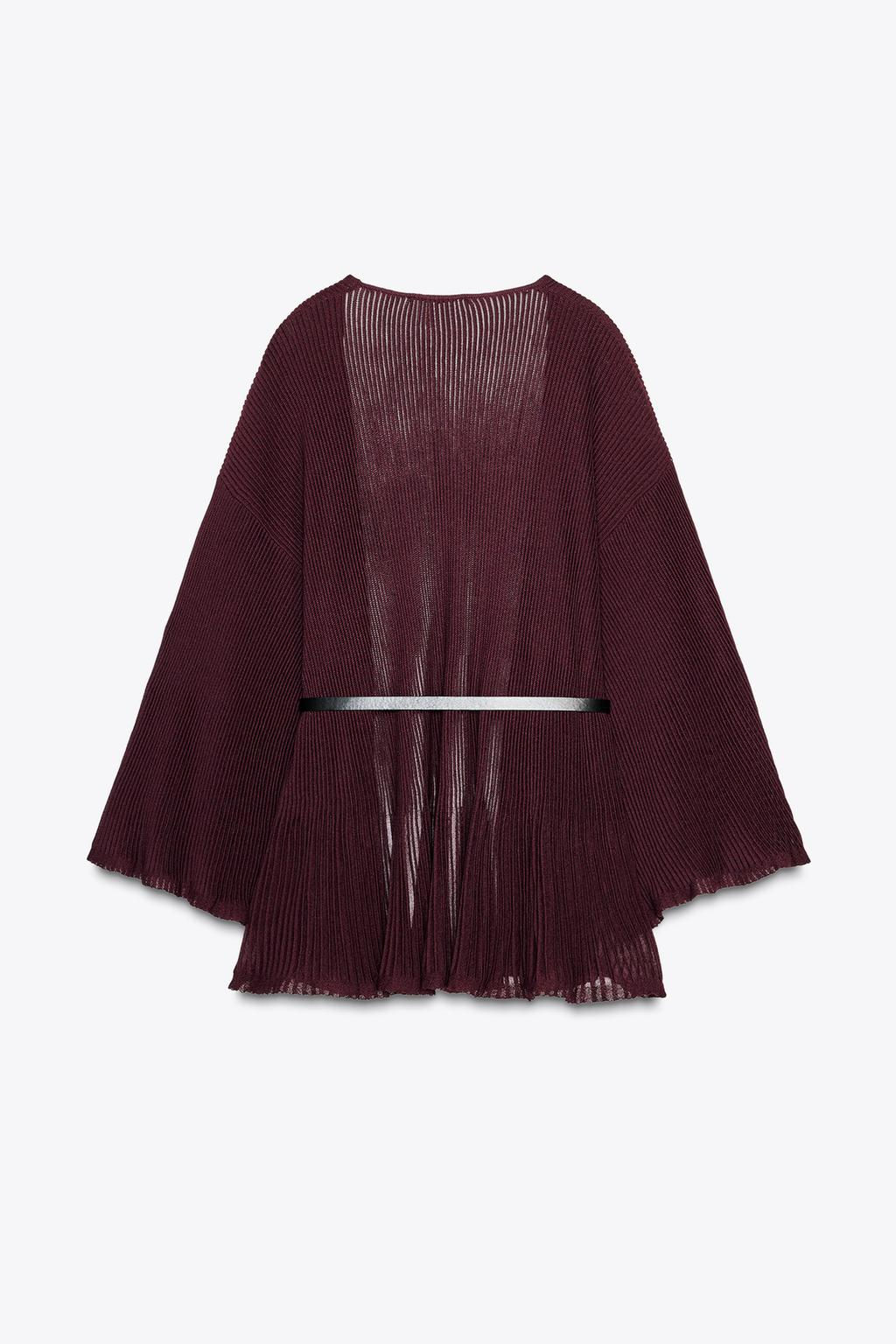 RIB KNIT CARDIGAN WITH BELT - Zara фото 7