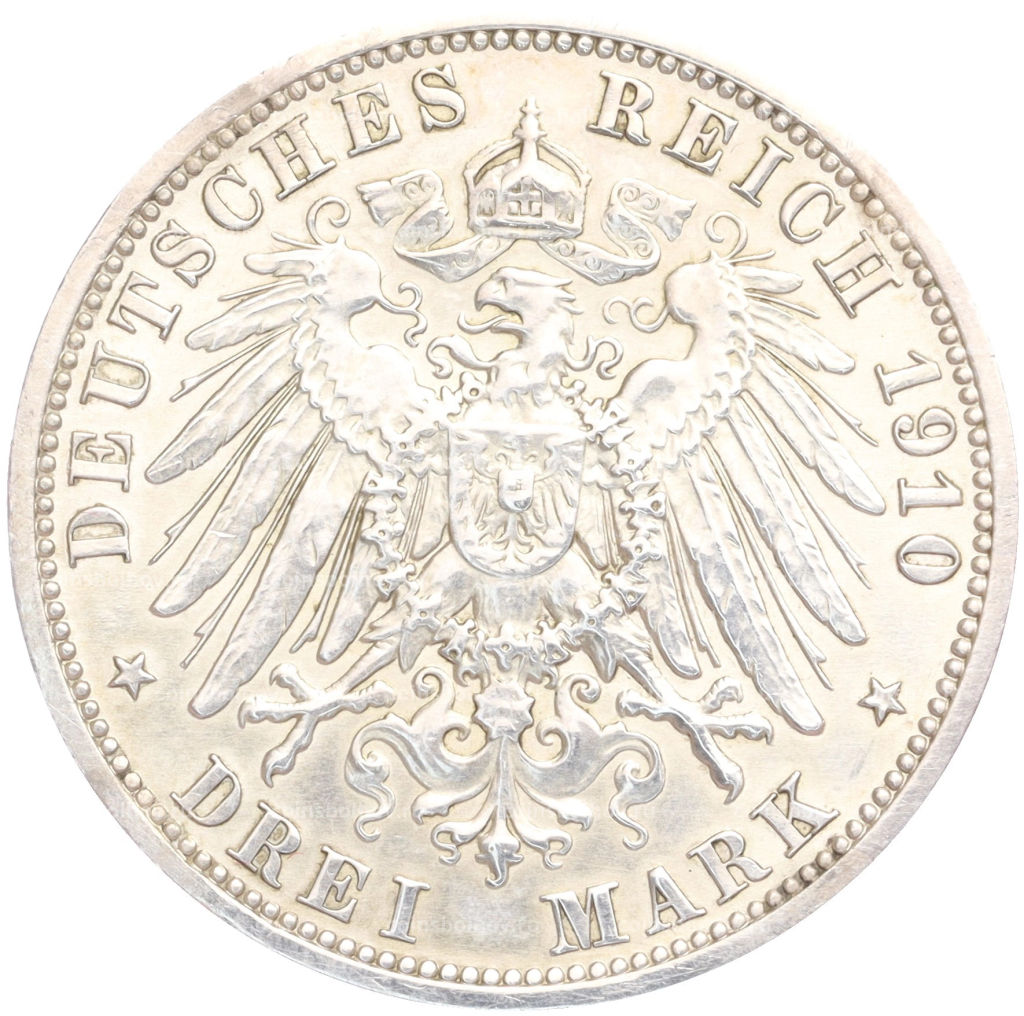 Монета 3 марки 1910 года A Германия (Саксен-Веймар-Aйзенах) Свадьба Вильгельма и Феодоры