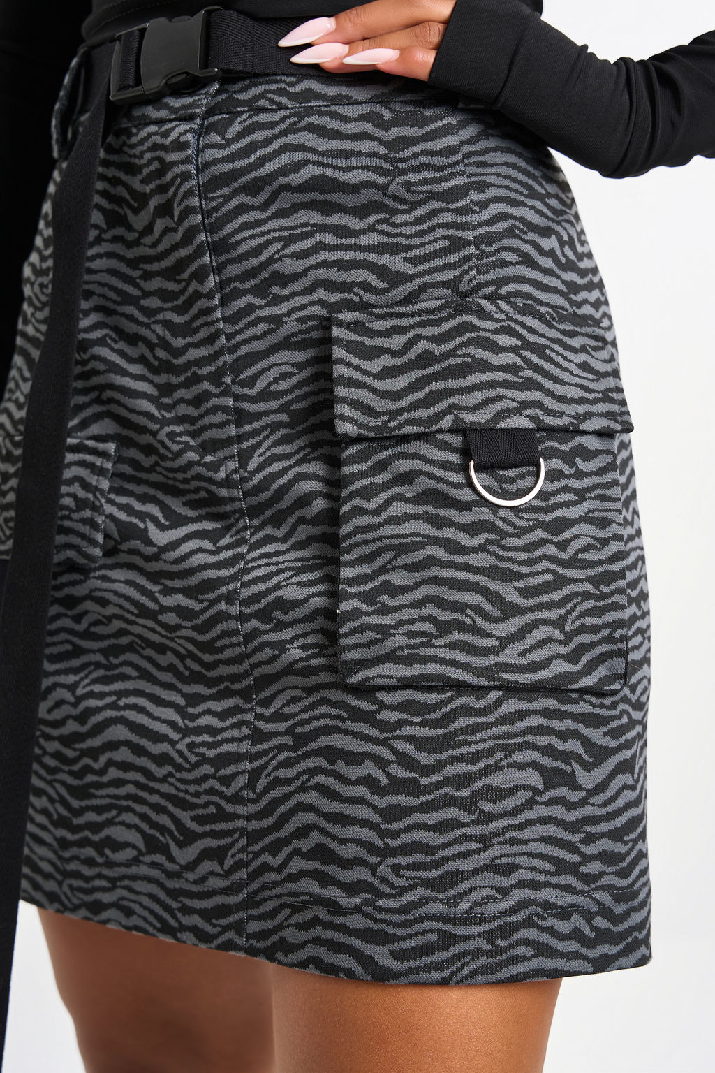 Юбка трикотажная с принтом "зебра"