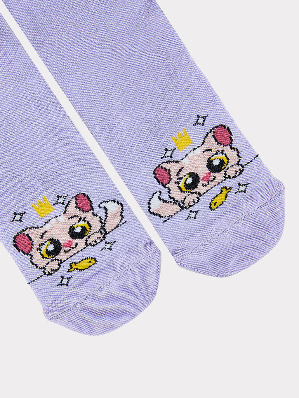 Цена за 5 пар! Носки детские фиолетовые с рисунком в виде котика - Mark formelle фото 2