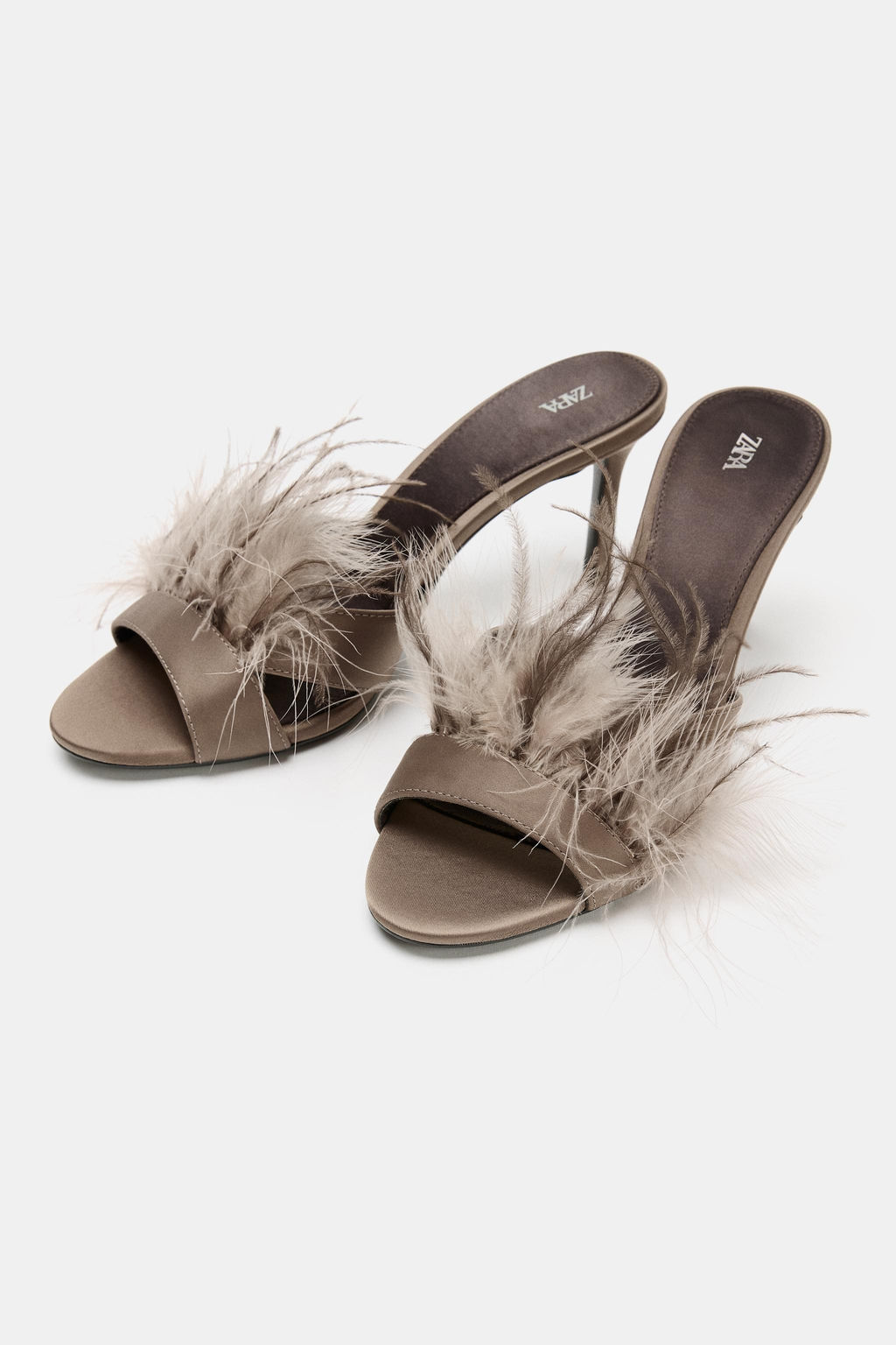 SANDALIA TAC?N DETALLE PLUMAS / Gris Topo - Zara фото 2