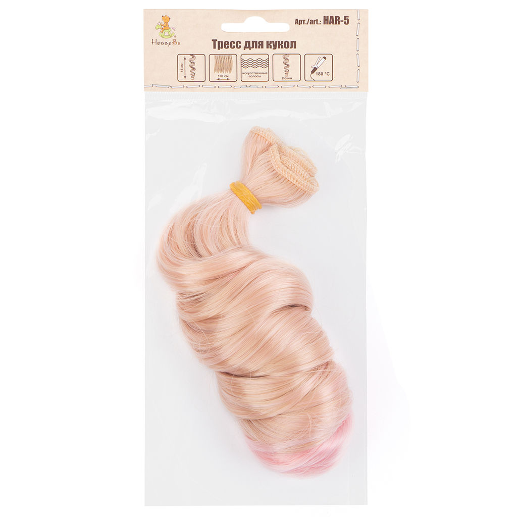 HobbyBe HAR-5 Тресс для кукол 15 см 100 см 38 г 37 блонд, розовый
