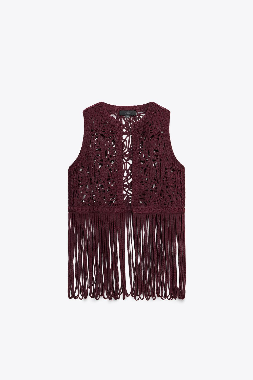 FRINGED MACRAME WAISTCOAT - Zara фото 6