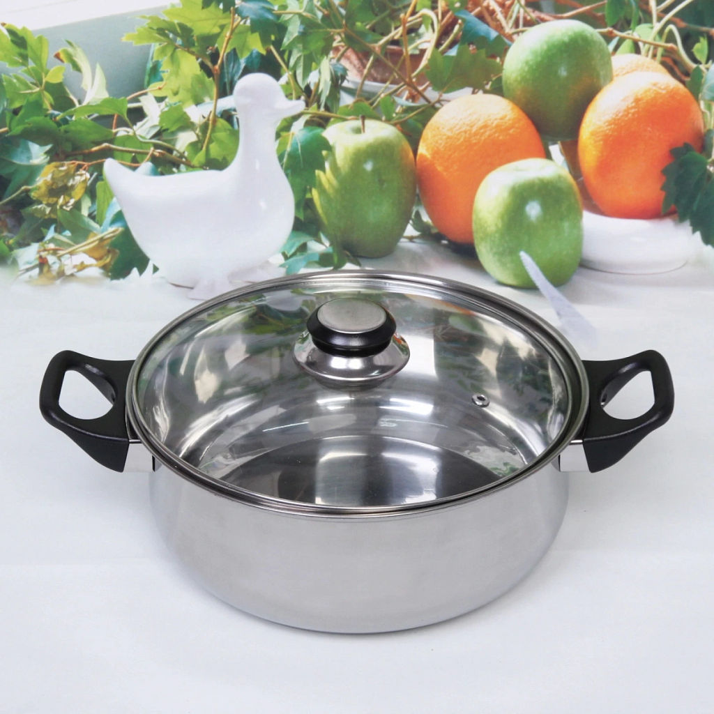 Кастрюля из нержавеющей стали "Cook" 3,4л со стеклянной крышкой 24*9см