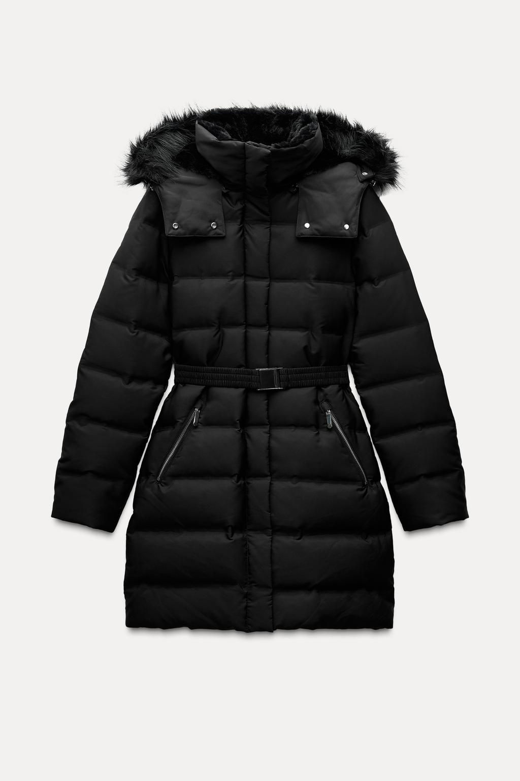 WATER AND WIND PROTECTION HOODED DOWN PUFFER JACKET WITH BELT - Zara фото 7