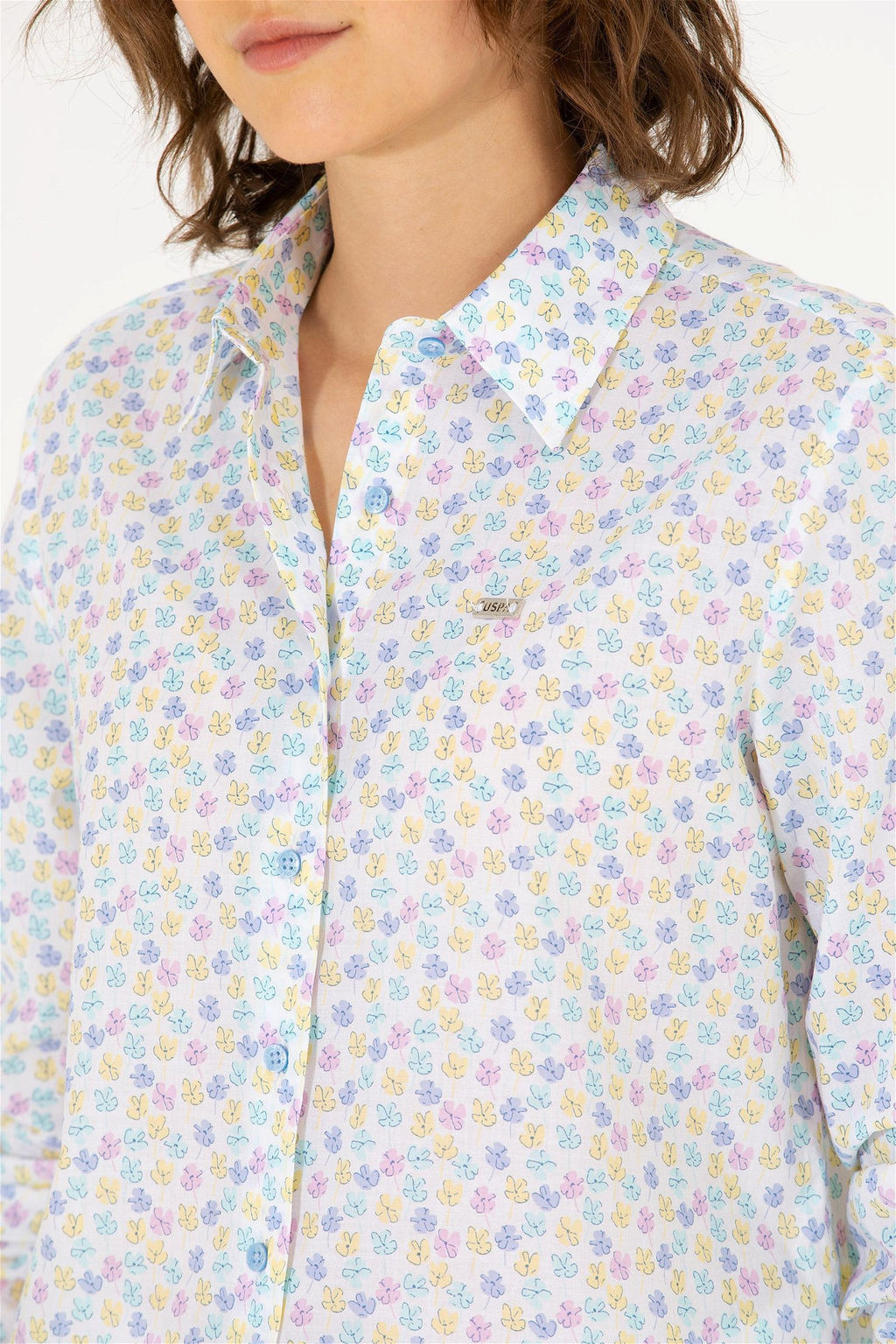 Женская синяя рубашка с длинным рукавом Неожиданная скидка в корзине - U.s. polo assn фото 7